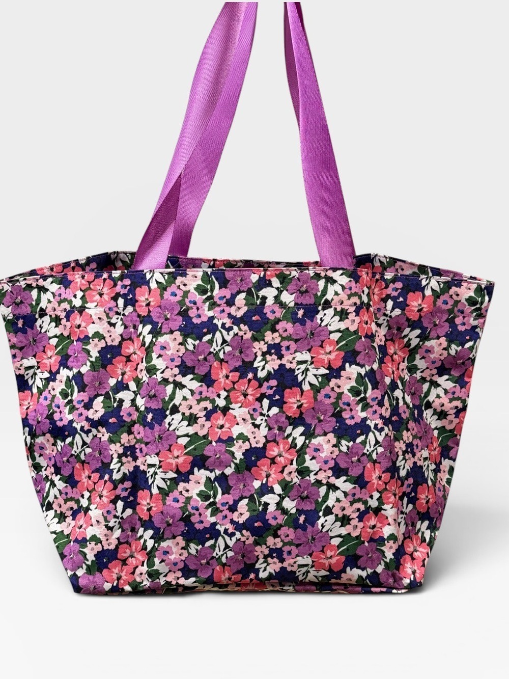 Vera Bradley Large Tote Bag Floral Print Purple Pink - Picture 2 of 12